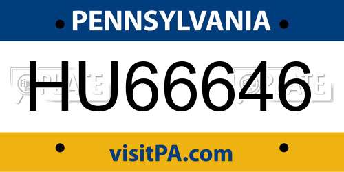 HU66646 Pennsylvania License Plate