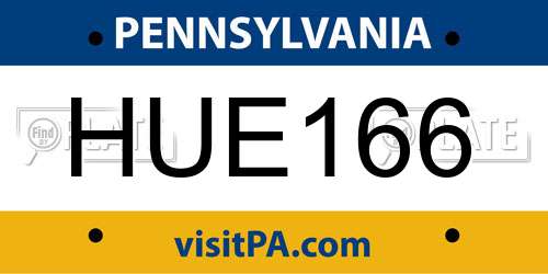 HUE166 Pennsylvania License Plate
