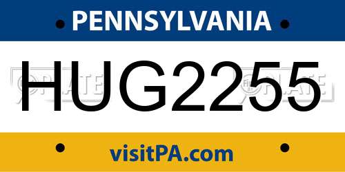 HUG2255 Pennsylvania License Plate
