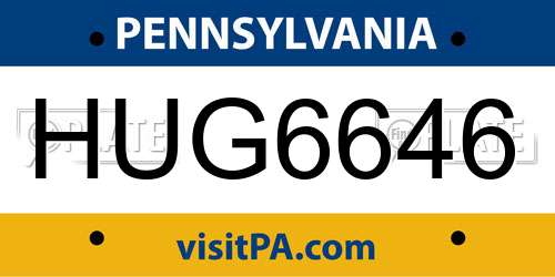 HUG6646 Pennsylvania License Plate