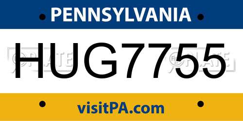 HUG7755 Pennsylvania License Plate