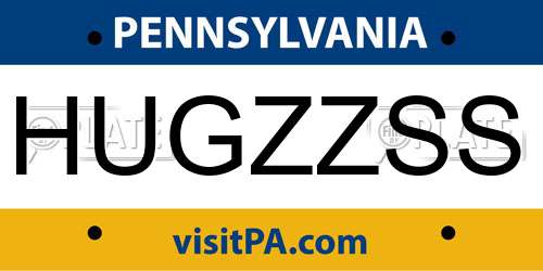 HUGZZSS Pennsylvania License Plate