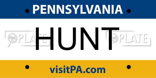HUNT Pennsylvania License Plate