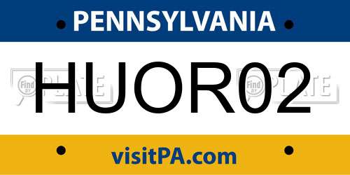 HUOR02 Pennsylvania License Plate