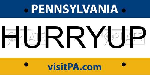 HURRYUP Pennsylvania License Plate