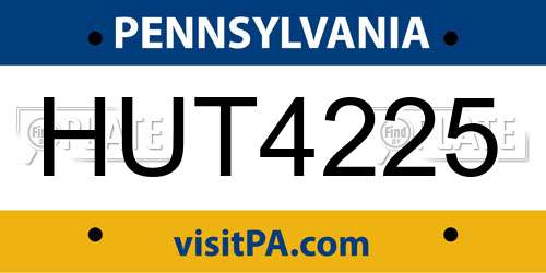 HUT4225 Pennsylvania License Plate