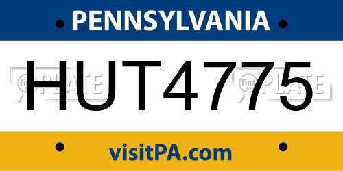 HUT4775 Pennsylvania License Plate