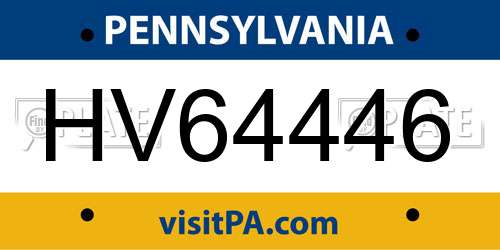 HV64446 Pennsylvania License Plate