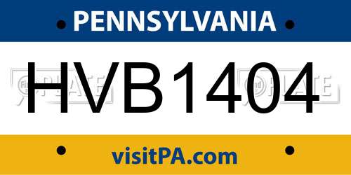 HVB1404 Pennsylvania License Plate