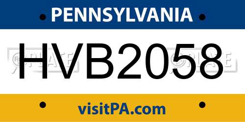 HVB2058 Pennsylvania License Plate