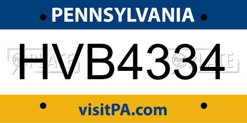 HVB4334 Pennsylvania License Plate