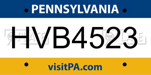 HVB4523 Pennsylvania License Plate