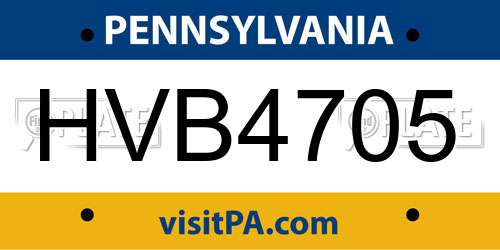 HVB4705 Pennsylvania License Plate