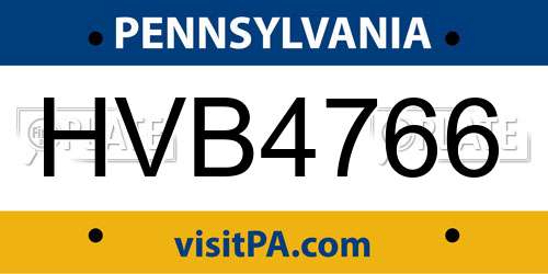 HVB4766 Pennsylvania License Plate
