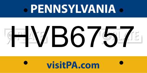 HVB6757 Pennsylvania License Plate