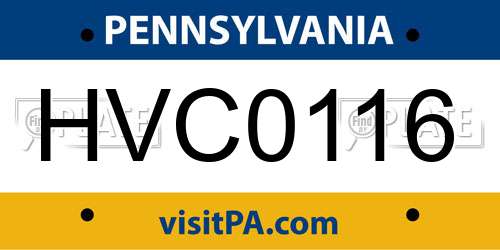 HVC0116 Pennsylvania License Plate