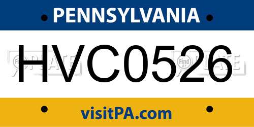 HVC0526 Pennsylvania License Plate