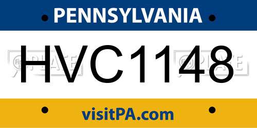 HVC1148 Pennsylvania License Plate