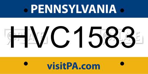 HVC1583 Pennsylvania License Plate