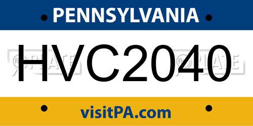 HVC2040 Pennsylvania License Plate