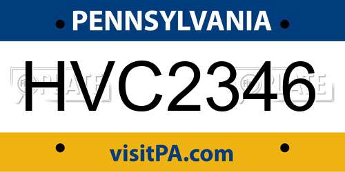 HVC2346 Pennsylvania License Plate