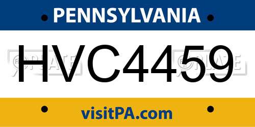 HVC4459 Pennsylvania License Plate