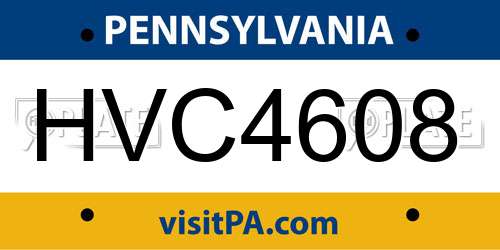 HVC4608 Pennsylvania License Plate