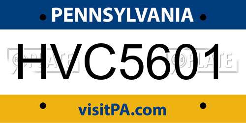 HVC5601 Pennsylvania License Plate