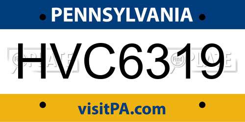 HVC6319 Pennsylvania License Plate