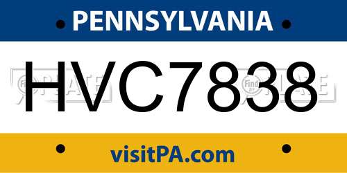 HVC7838 Pennsylvania License Plate