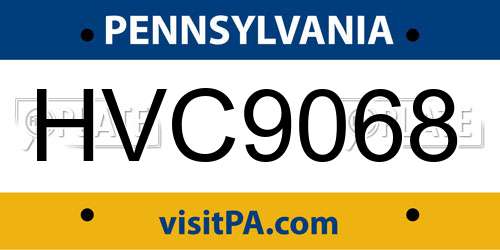 HVC9068 Pennsylvania License Plate
