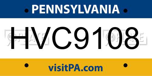 HVC9108 Pennsylvania License Plate