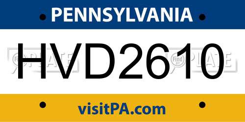 HVD2610 Pennsylvania License Plate