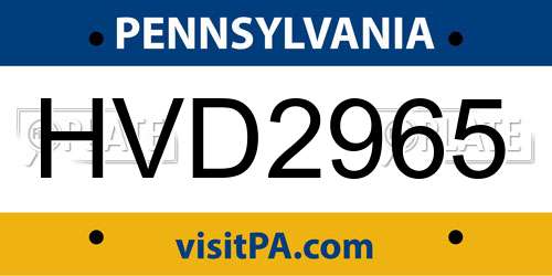 HVD2965 Pennsylvania License Plate