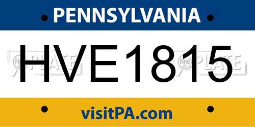 HVE1815 Pennsylvania License Plate
