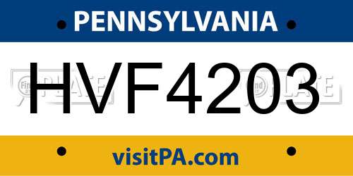 HVF4203 Pennsylvania License Plate