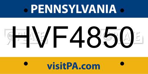 HVF4850 Pennsylvania License Plate