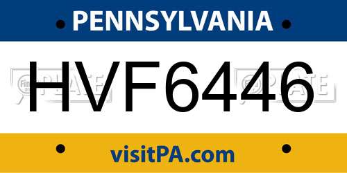 HVF6446 Pennsylvania License Plate