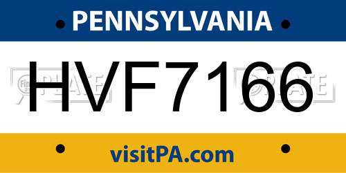 HVF7166 Pennsylvania License Plate