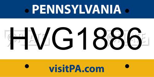 HVG1886 Pennsylvania License Plate