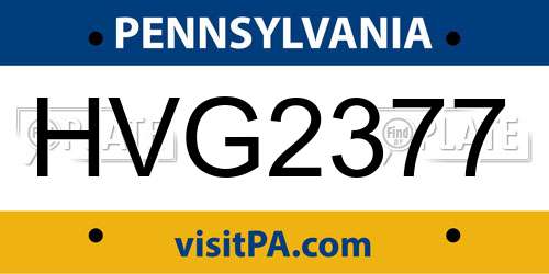 HVG2377 Pennsylvania License Plate