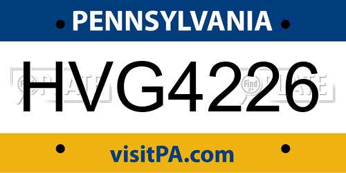 HVG4226 Pennsylvania License Plate