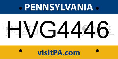 HVG4446 Pennsylvania License Plate