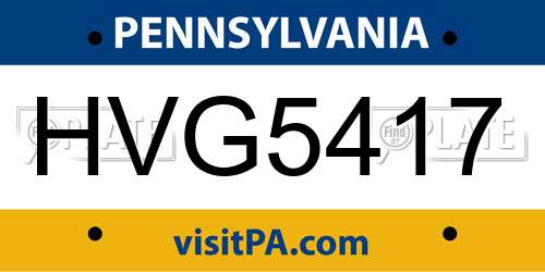 HVG5417 Pennsylvania License Plate