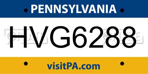 HVG6288 Pennsylvania License Plate