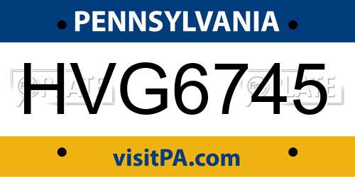 HVG6745 Pennsylvania License Plate