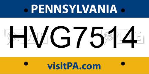 HVG7514 Pennsylvania License Plate