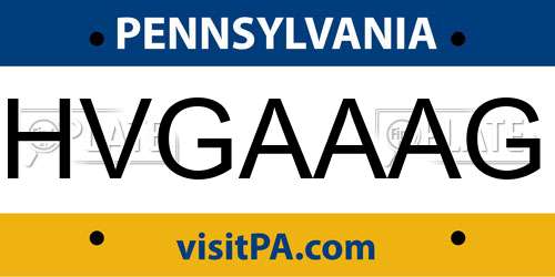 HVGAAAG Pennsylvania License Plate