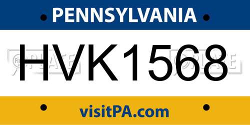HVK1568 Pennsylvania License Plate