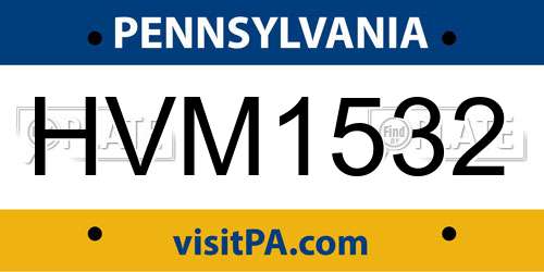 HVM1532 Pennsylvania License Plate